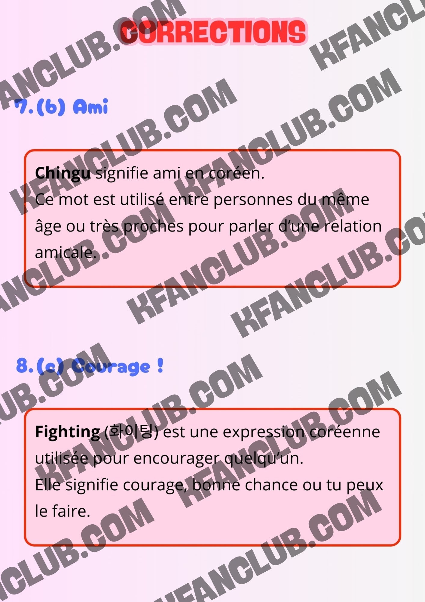 Le Quiz DICO CORÉEN niveau débutant avec K - FAN imprimable - Pour tester ses amis et sa famille sur la langue coréenne - Kfanclub