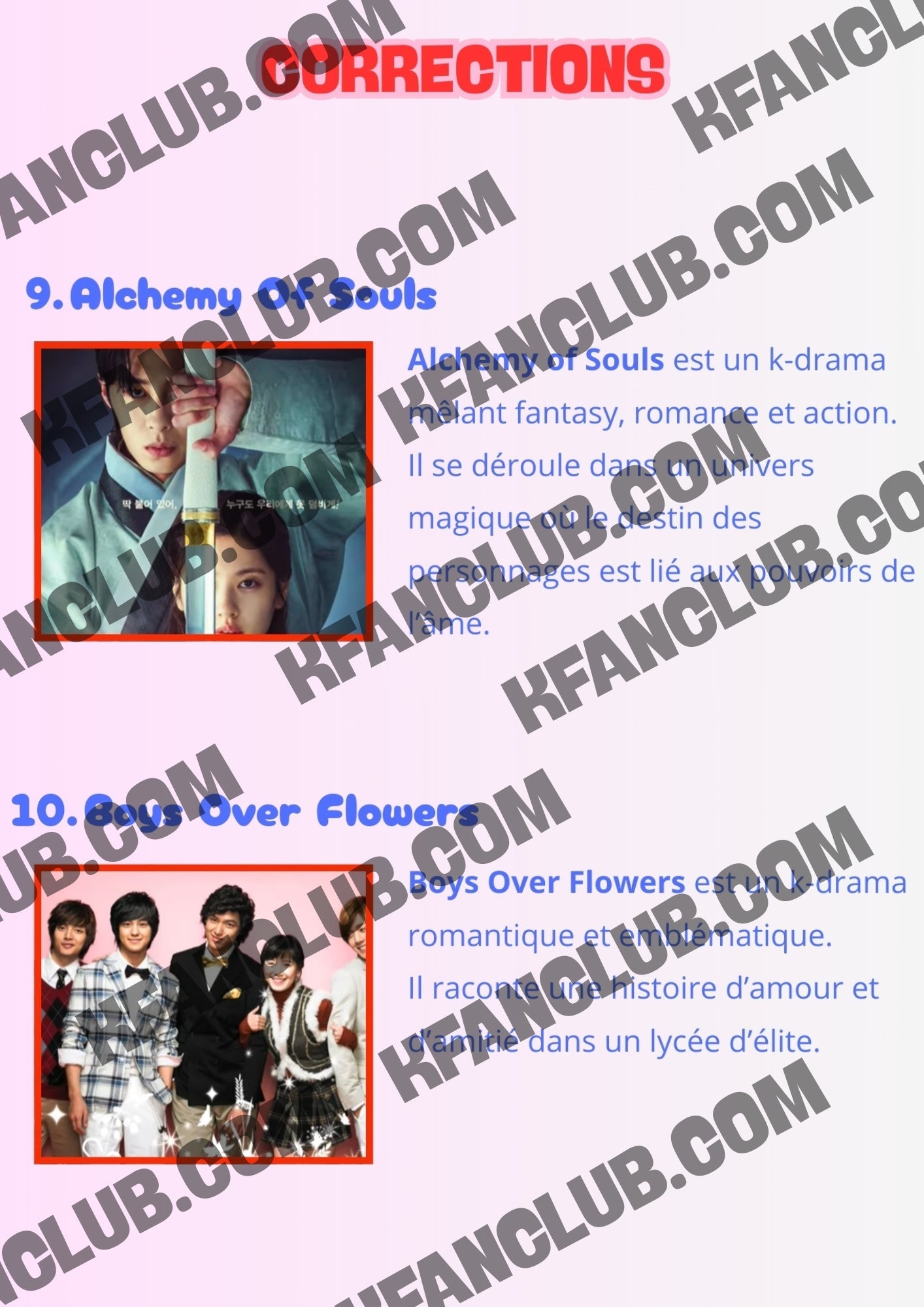 Le Quiz K - DRAMA avec K - FAN imprimable - Pour tester ses amis et sa famille sur la Kdrama - Kfanclub