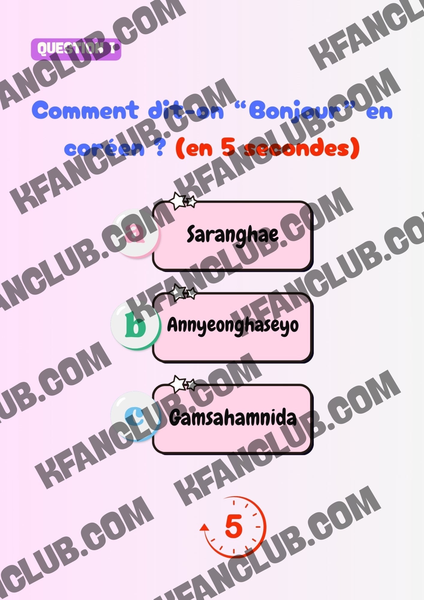 Le Quiz DICO CORÉEN niveau débutant avec K - FAN imprimable - Pour tester ses amis et sa famille sur la langue coréenne - Kfanclub